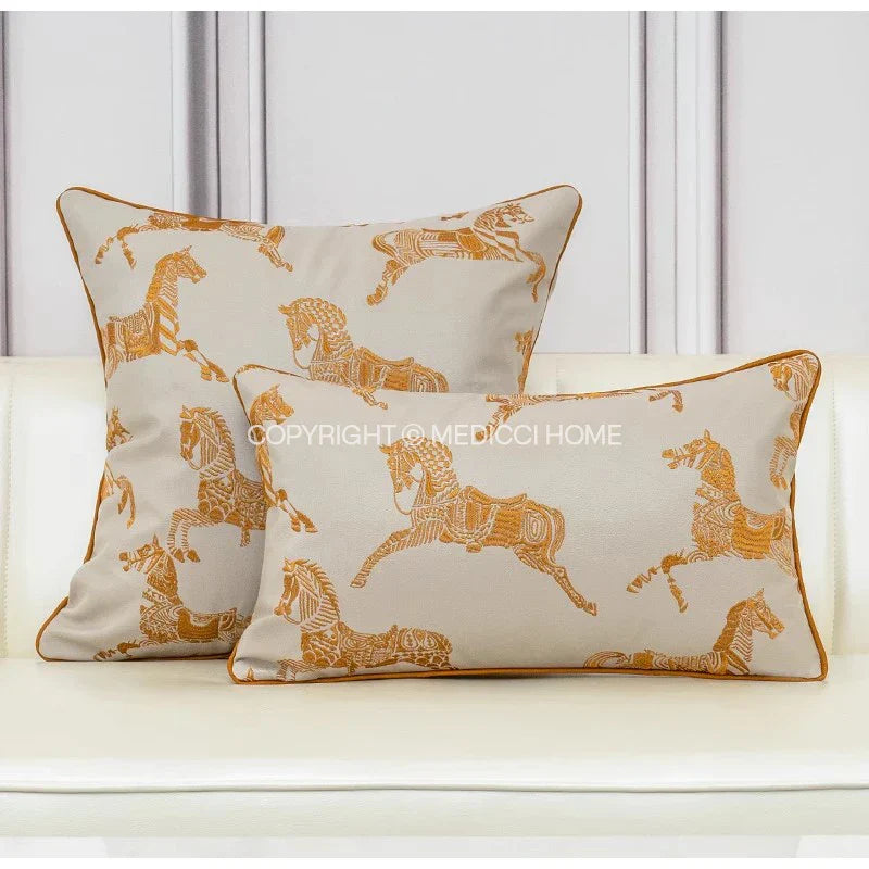 Gold Silk Jacquard Cushion