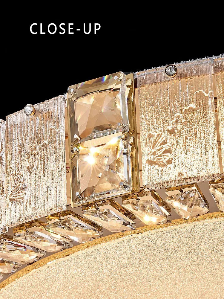DecorBites™ Crystal Glass Luxury Ceiling Chandelier - Gold LED Home Decor