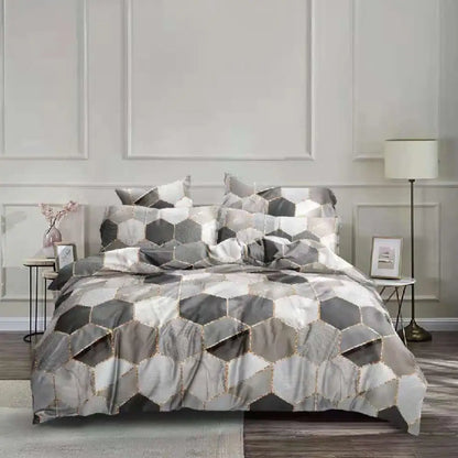 DecorBites™ Honeycomb Marble Patterned Bedding Set, Luxurious Duvet Cover with Pillowcase
