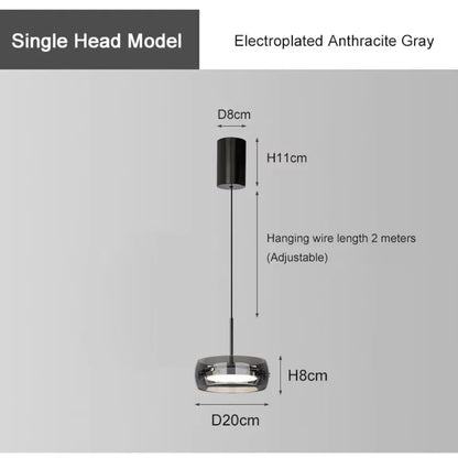 Modern Gray Glass Pendant Light With Plated Finish