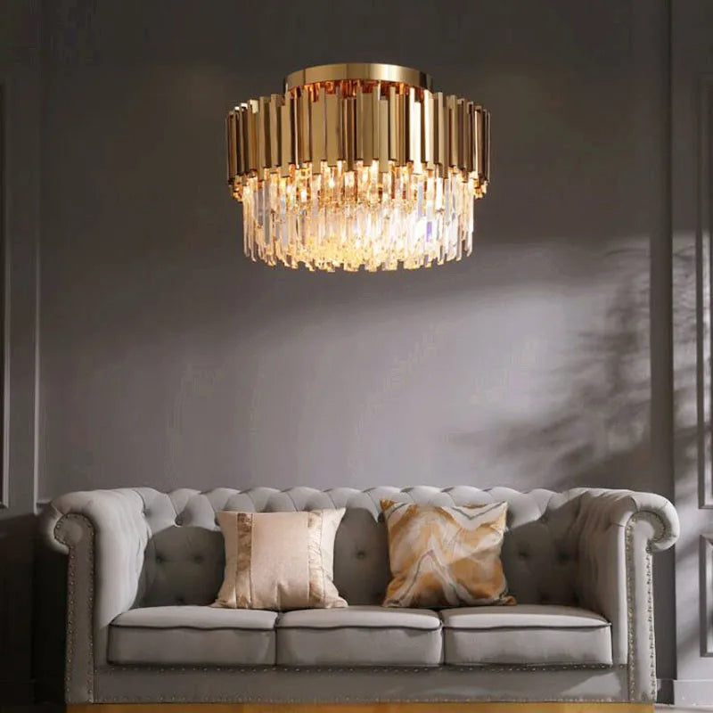 Gold Crystal LED Ceiling Light Dia100cm Efficient