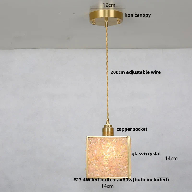 DecorBites™ Crystal Glass LED Pendant Lamp with Adjustable Copper Socket for Modern Luxury Décor
