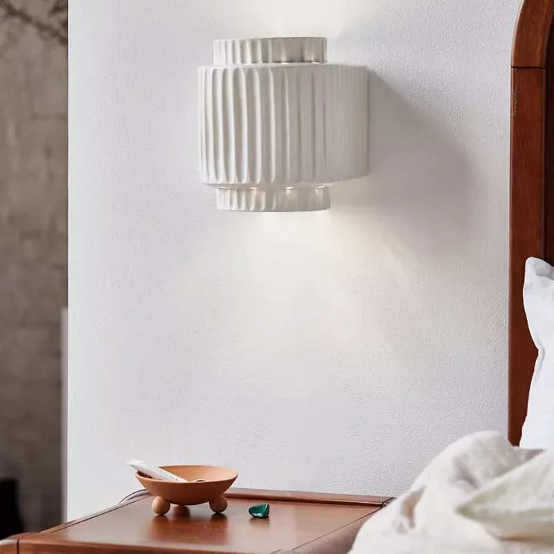 DecorBites™ Cream White Resin Wall Lamp - LED Light for Bedroom Study and Living Room