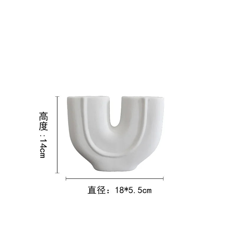 DecorBites™ Geometric Ceramic Vase | Irregular Ornaments | Room Decoration Accessories