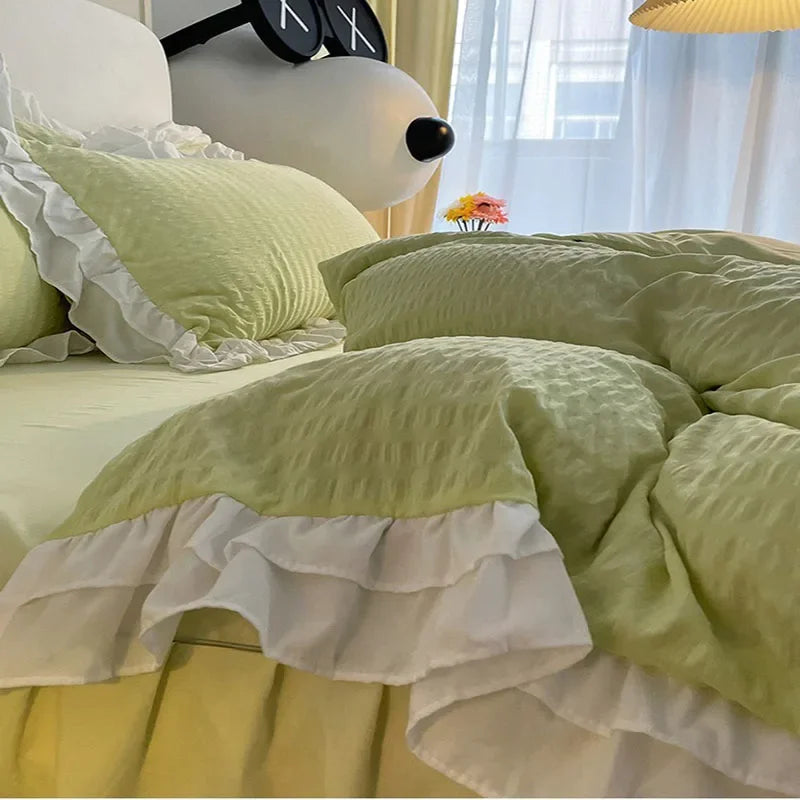 Washed Cotton Lace Bedding