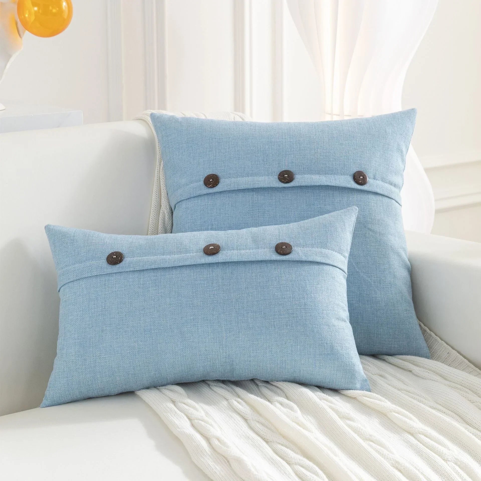 Linen Button Cushion Cover