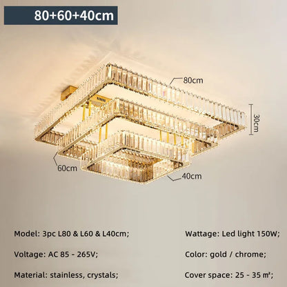 DecorBites™ Crystal Ceiling Chandelier Dimmable LED Lights for Luxury Foyers and Bedrooms