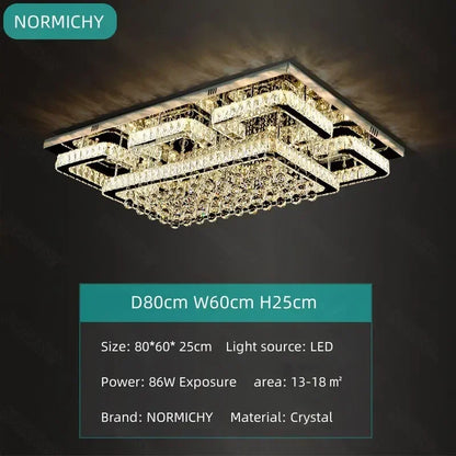 DecorBites™ Crystal LED Chandelier Silver Chrome Remote Control Light