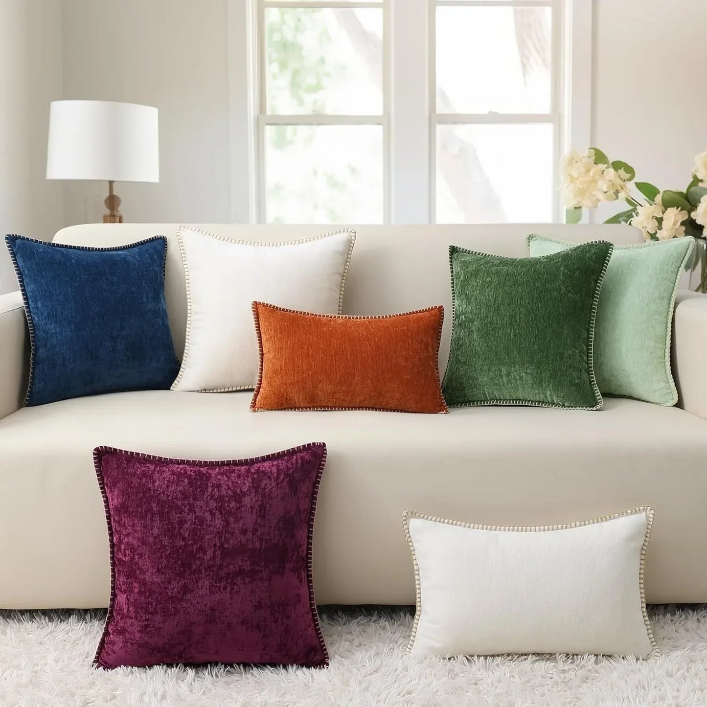 DecorBites™ Luxe Chenille Velvet Cushion Cover Set for Elegant Living Room Decor