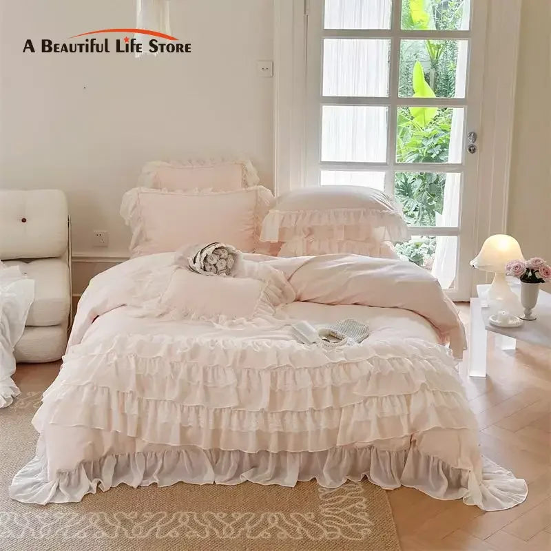 DecorBites™ French Princess Bedding Set with Ruffles and Lace