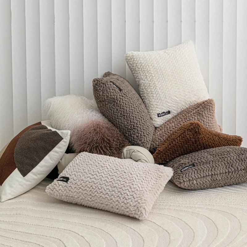 DecorBites™ Geometric Texture Plush Cushion Cover - Modern Nordic Style Pillow Cases