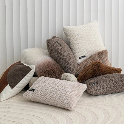 DecorBites™ Geometric Texture Plush Cushion Cover - Modern Nordic Style Pillow Cases