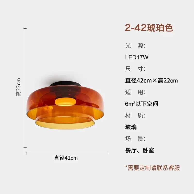 DecorBites™ Glass LED Ceiling Light in Amber/Gray/Green - Modern Indoor Lighting for Various Spaces