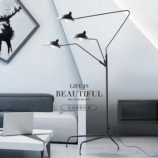 DecorBites™ Adjustable Arm Floor Lamp: Japanese Ceiling Light for Industrial Loft Decor