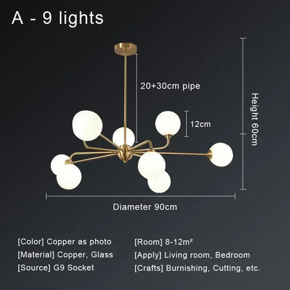 DecorBites™ Copper Ceiling Chandelier for Home Decor Lighting