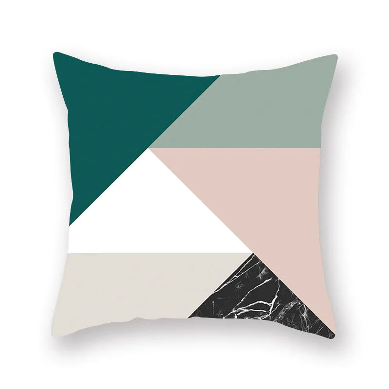 DecorBites™ Geometric Leaf Flower Pillowcase Teal Blue Sofa Car Home Decor Throw Cover