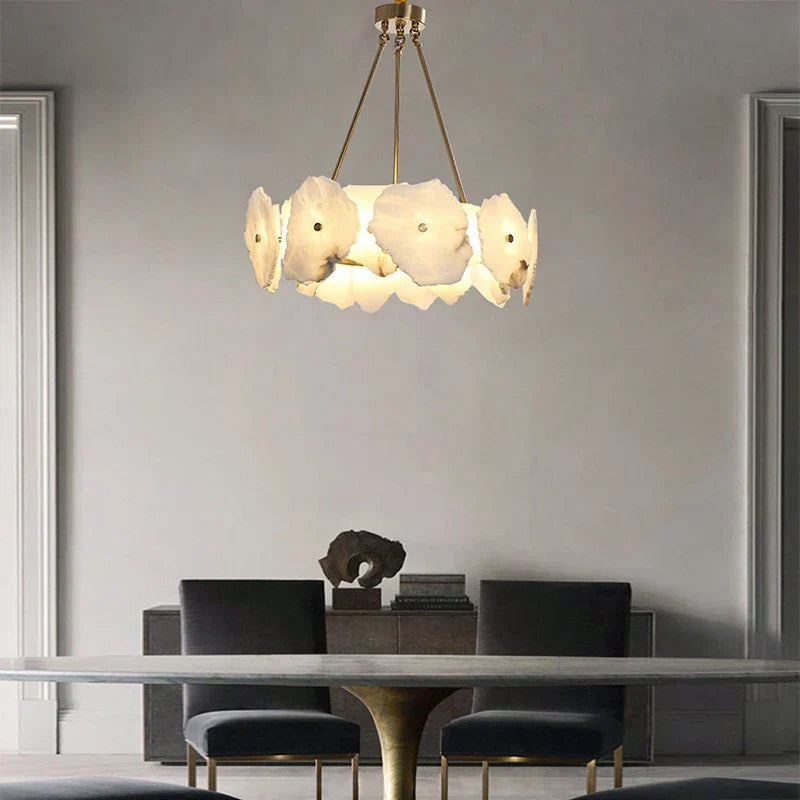 DecorBites™ Brass Marble Ceiling Chandelier: Modern Living Room Dining Table Hanging Lamp