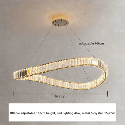 DecorBites™ Irregular Steel & K9 Crystal LED Pendant Chandelier for Foyer, Dimmable Lighting