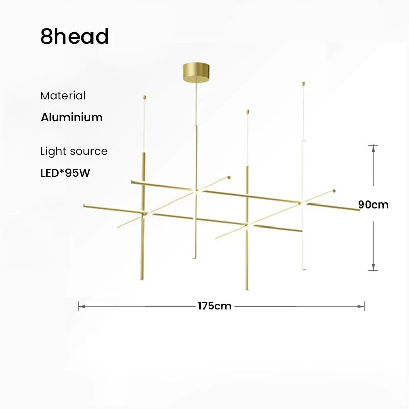 DecorBites™ LED Linear Ceiling Chandelier Italian Designer Luxury Dining Room Chandelier