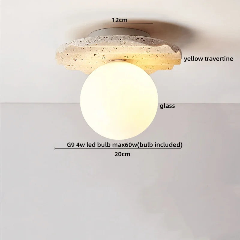 Travertine Wood Ceiling Light