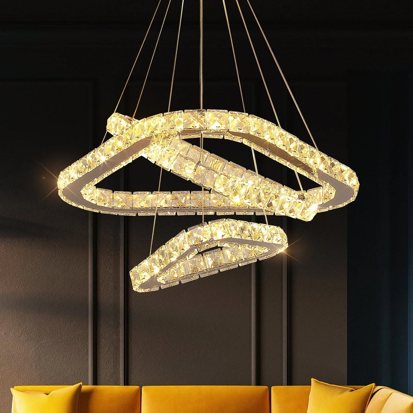 DecorBites™ Crystal LED Pendant Chandelier, Modern Nordic Ceiling Lamp for Living and Dining Room