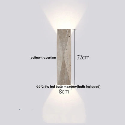 DecorBites™ Double LED Wall Lamp Sconce Yellow Cave Stone Iron Canopy Mirror Light