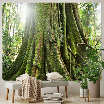 DecorBites™ Forest View Tapestry: Psychedelic Mandala Wall Decor & Beach Towel