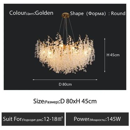 DecorBites™ Gold Chandelier Glass Pendant Lamp for Home Decor - Modern Luxury Lighting