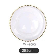 Gold Beaded Glass Plate