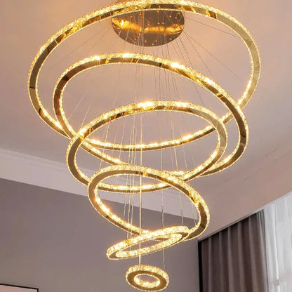 DecorBites™ Crystal Stair Chandelier: Modern Indoor LED Ceiling Hanging Light