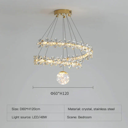 DecorBites™ Gold Crystal Spiral Chandelier LED Pendant Lights for Home Decoration