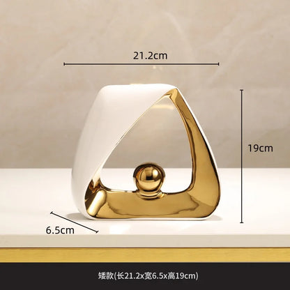 DecorBites™ Geometric Triangles Golden Ball Skeleton Sculpture: Abstract Home Decor Figurine