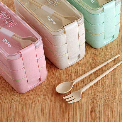 DecorBites™ 3-Layer Kids Bento Box Lunchbox, Microwave Safe Food Container, 900ML