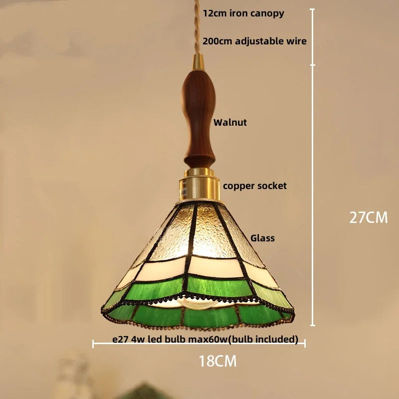 DecorBites™ Glass LED Pendant Lamp Tiffany Style Hand Stitch Dining Room Light