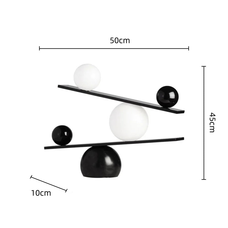 DecorBites™ Geometric Golden Ball Metal Seesaw Ramp Figurines for Home Decor