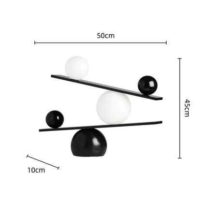 DecorBites™ Geometric Golden Ball Metal Seesaw Ramp Figurines for Home Decor