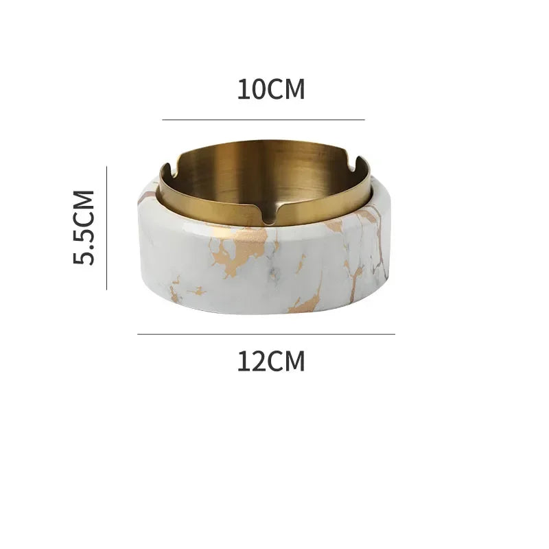 DecorBites™ Gold Plated Marble Texture Ashtray - Smoking Accessories Weed Tray