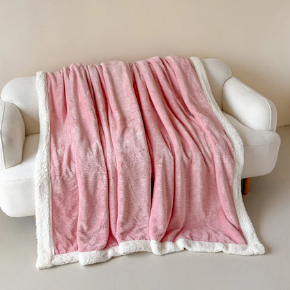 DecorBites™ Cozy Lamb Wool Blanket: Soft Warm Shawl for Office & Sofa, Striped & Solid Colors