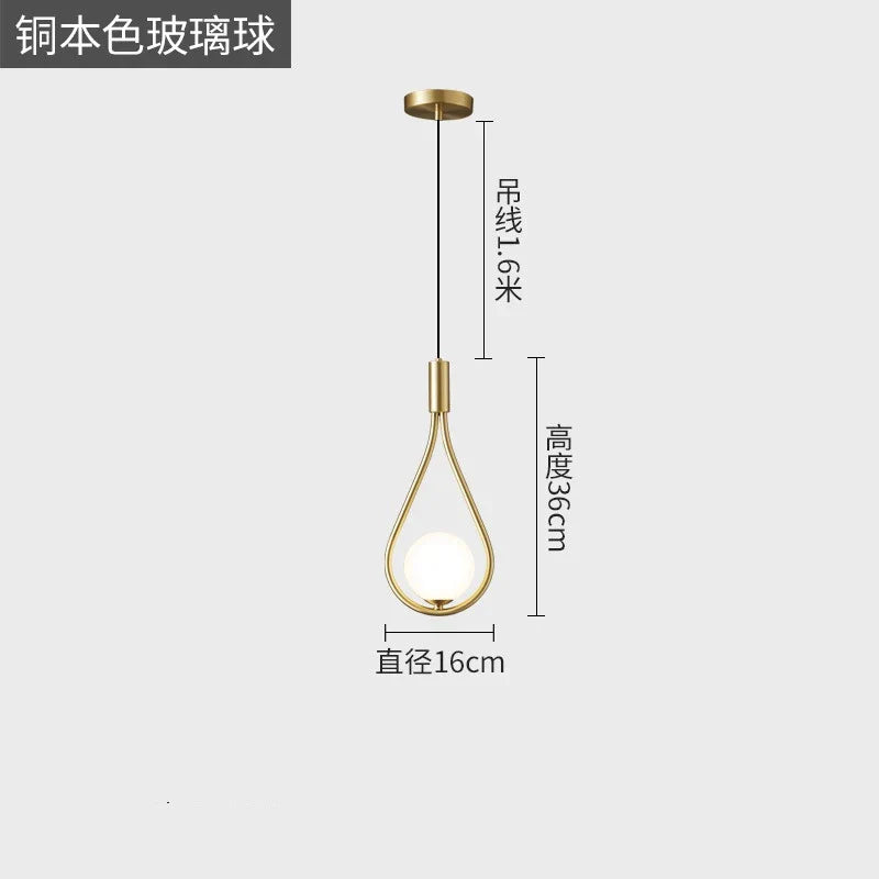 Gold Iron Glass Drop Pendant