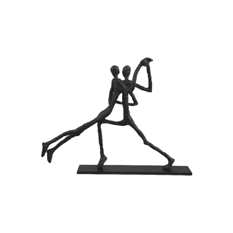 DecorBites™ Geometric Couple Cast Iron Figure Sculpture for Home Decor