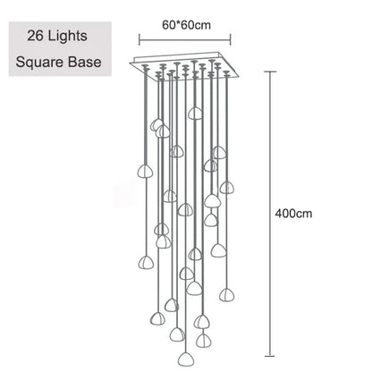 DecorBites™ Crystal Ball Chandelier: Long Adjustable Staircase Pendant Light perfect for Home & Restaurant