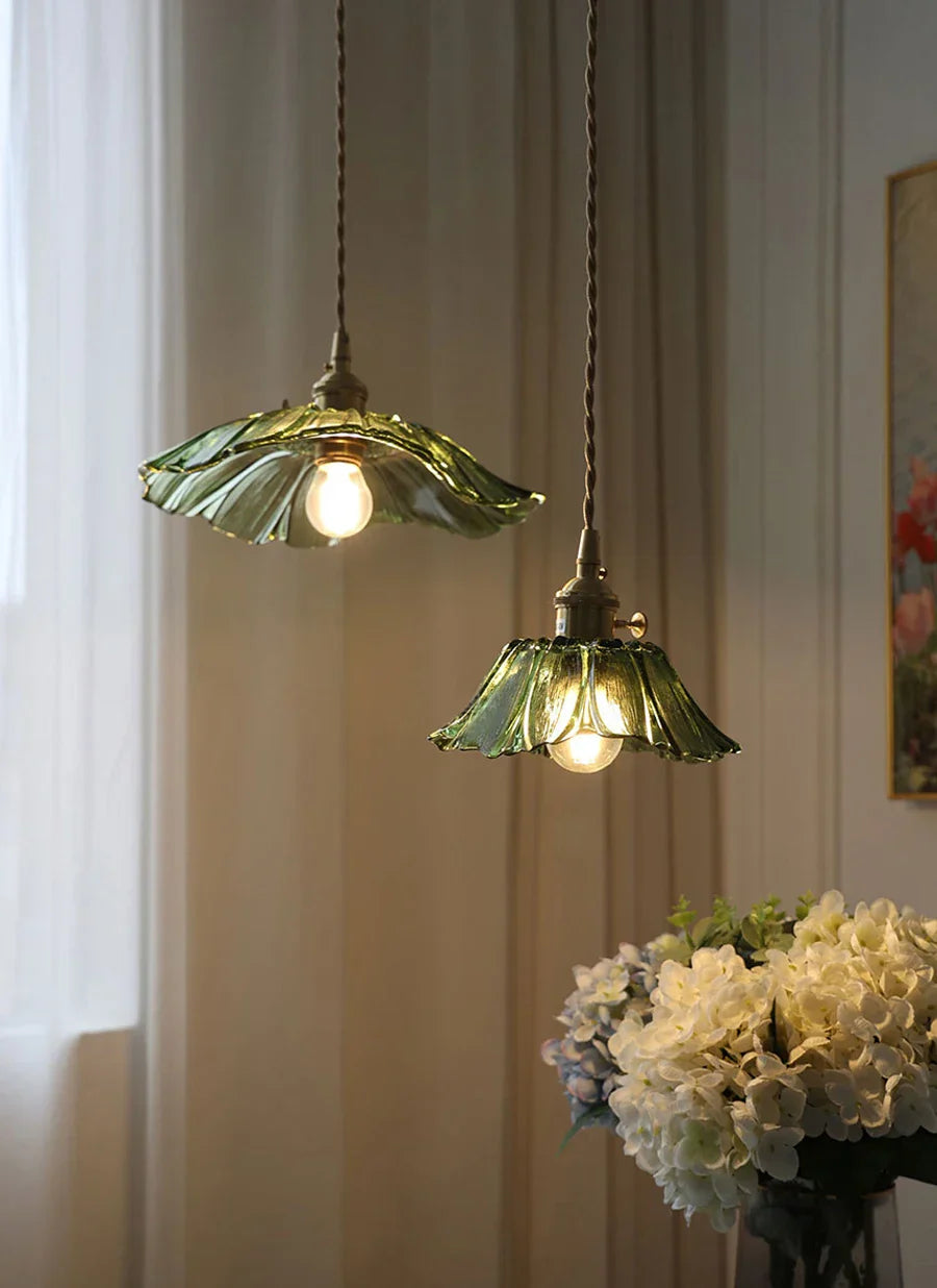 Sunflower Glass Brass Pendant