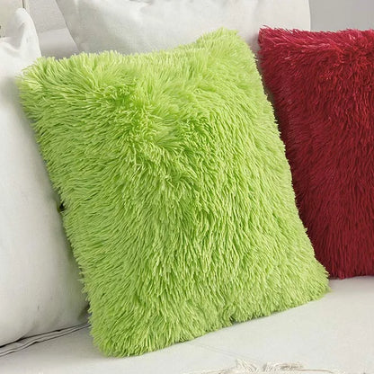 DecorBites™ Cozy Plush Fur Cushion Cover 43x43cm White Grey Sofa Decor Pillowcase