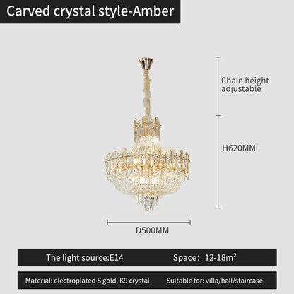DecorBites™ French Bead Chain Crystal Chandelier for Luxury Spaces