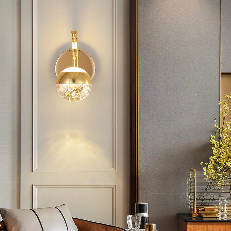 DecorBites™ Gold Crystal Bubble Wall Sconce Light for Home Bedroom Decor