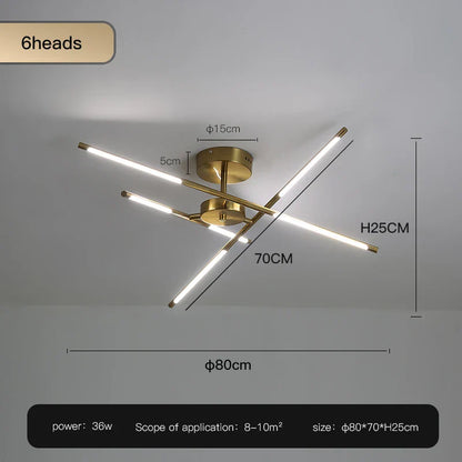 DecorBites™ Gold LED Ceiling Chandelier for Living Room Bedroom Kitchen - Dimmable Pendant Light
