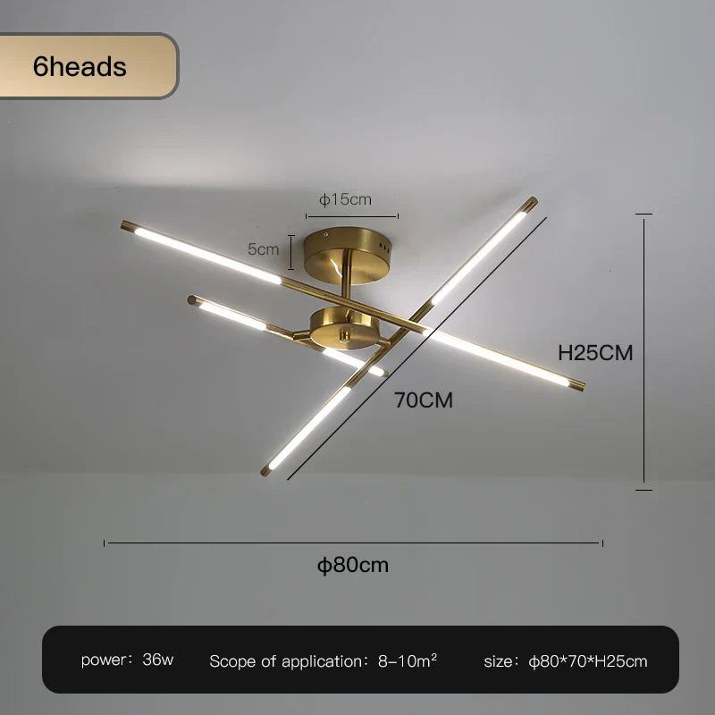 Gold LED Ceiling Chandelier 12-Head Dimmable