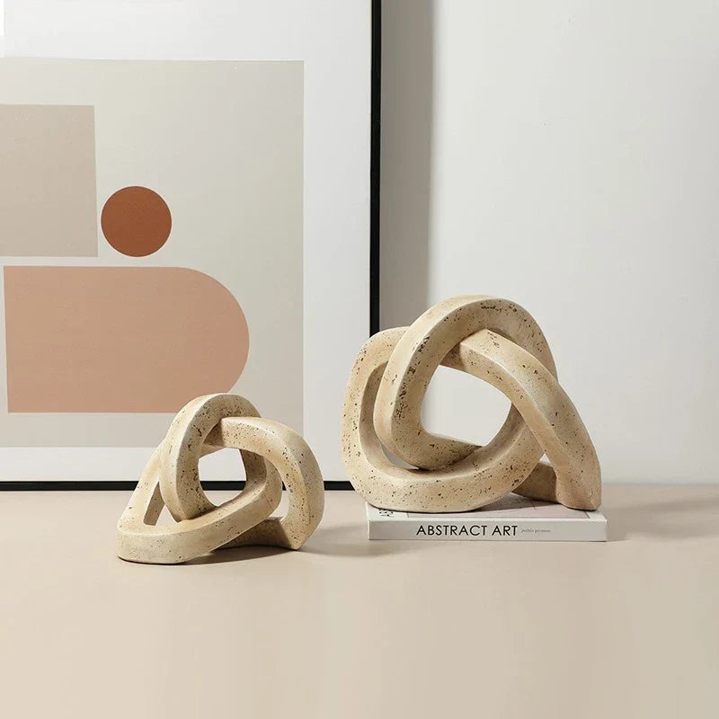 DecorBites™ Geometric Interlocking Loop Knot Resin Art Ring Figurine