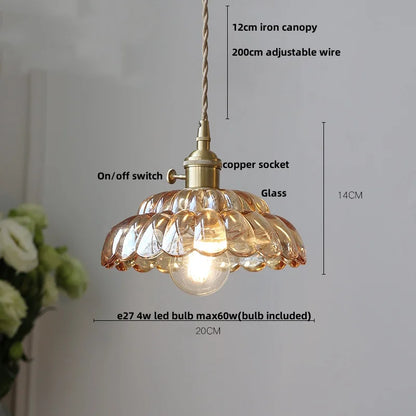 DecorBites™ Glass Flower LED Pendant Light, Adjustable Knob Switch, Modern Design