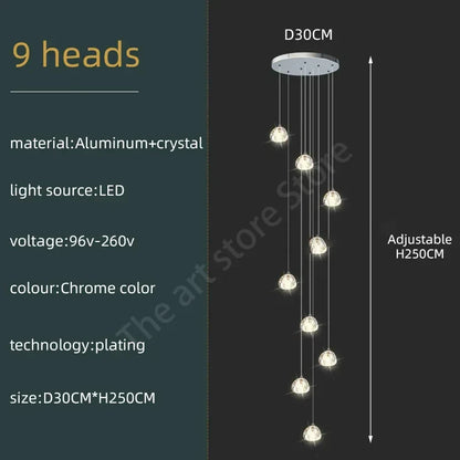 DecorBites™ Crystal LED Ceiling Chandelier: Modern Spiral Kitchen Staircase Home Decoration Light